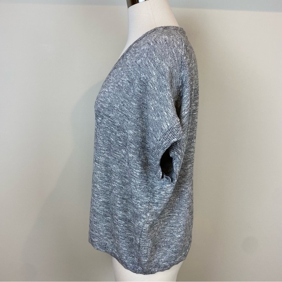 Madewell Cropped Dolman Sleeves Knit Sweater Top Oreo Gray Size M Boxy V Neck - Picture 9 of 15